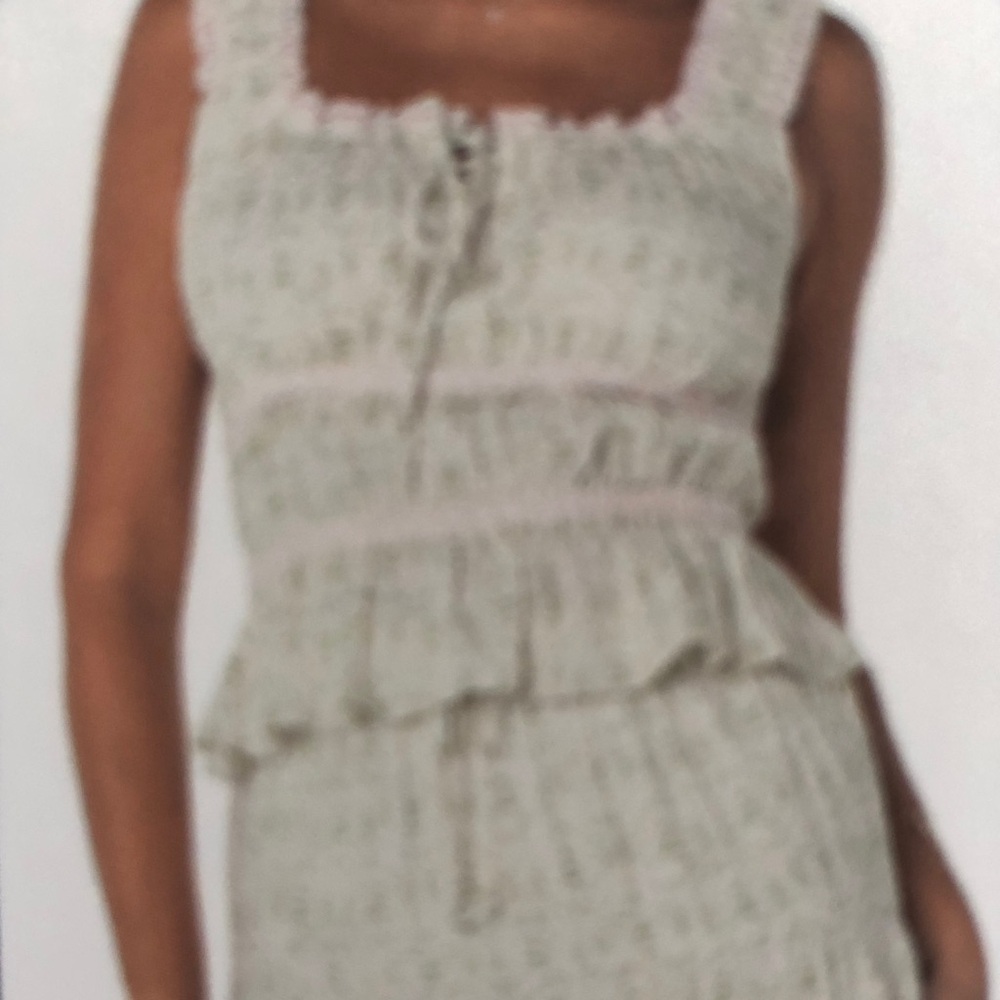 Celebrity Pink Bridgerton Printed Top in Sage and Cream